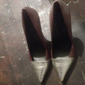 Chic Brown and Silver Women's Heels